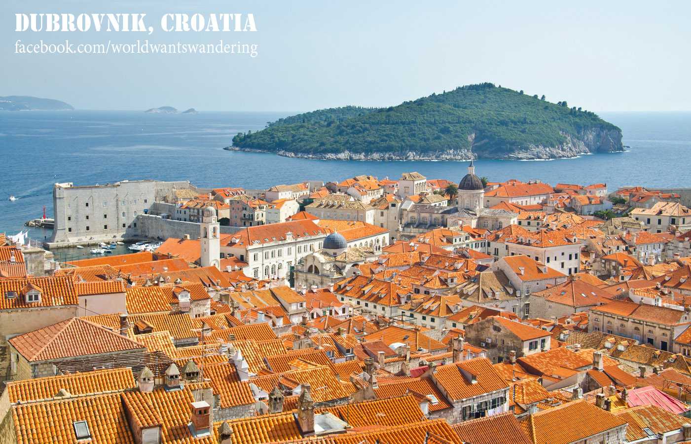 view on old center of Dubrovnik city and Church, Croatia